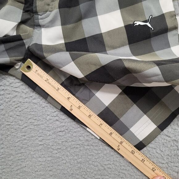 PUMA‎ Shorts Mens 30 Gray Boardshorts Plaid Casual Outdoors Lightweight Beach - Picture 11 of 12